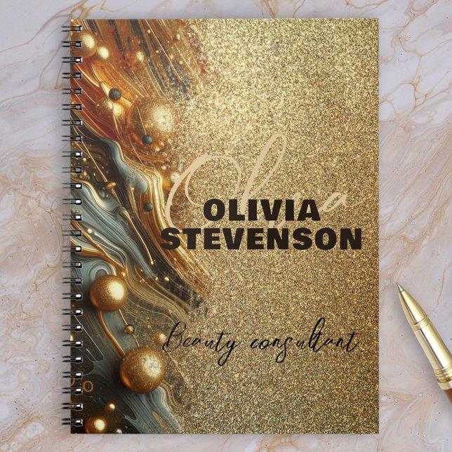 Finare Luxury Glam Guld Glittery Marble Anteckningsbok (Skapare uppladdad)