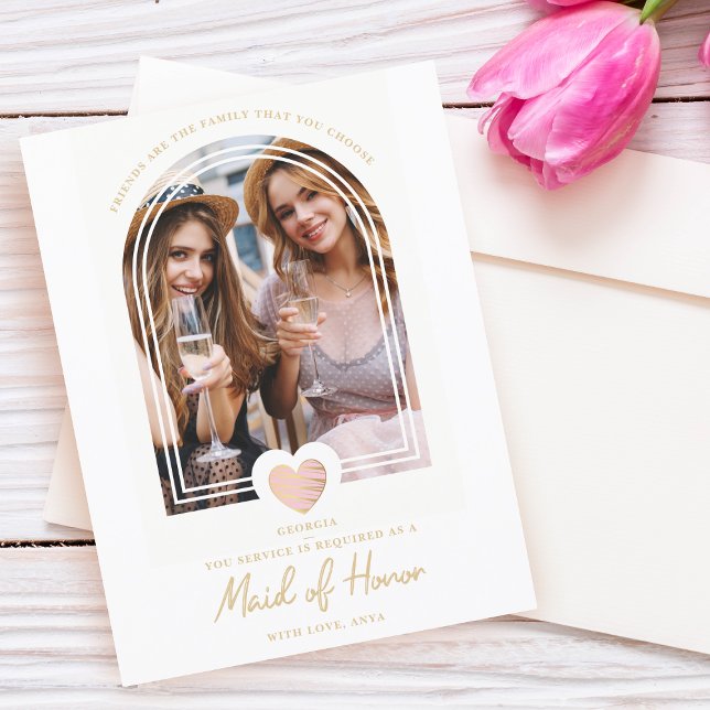 Finare Maid of honor Rosa Heart Photo Frieri Vykort (Skapare uppladdad)