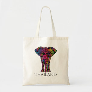 Finare Mandala Elephant Bright Bold Färg Thailand Tygkasse