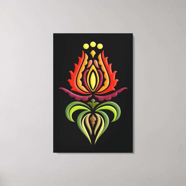 Finare Mantle Embroidery - Ungersk folkkonst Canvastryck (Framsida)