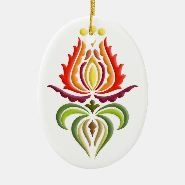 Finare Mantle Embroidery - Ungersk folkkonst Julgransprydnad Keramik (Framsidan)