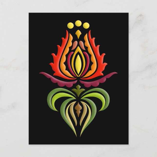 Finare Mantle Embroidery - Ungersk folkkonst Vykort (Framsida)