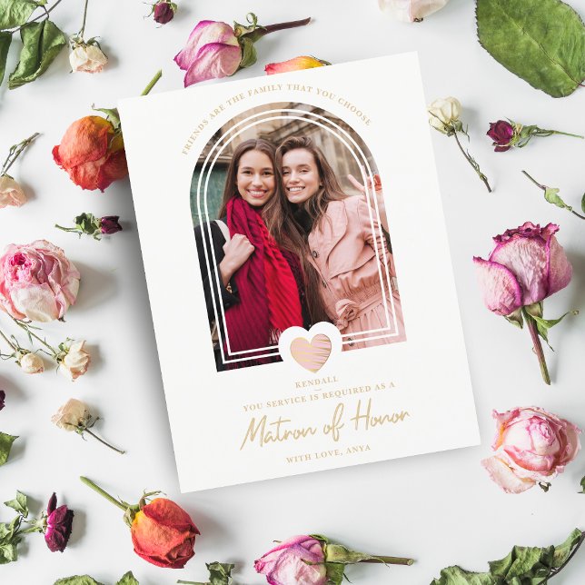 Finare Matron of Honor Rosa Heart Photo Frieri Vykort (Skapare uppladdad)