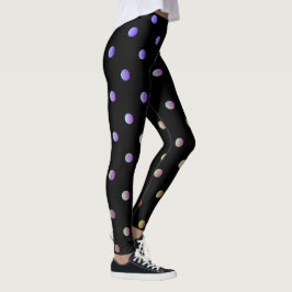 Finare Mauve Beige och Black Retro Polka Dot Leggings