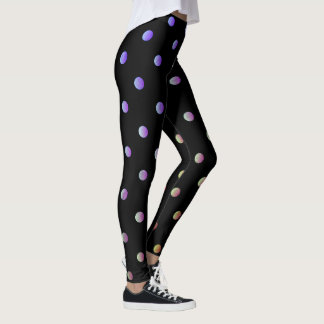 Finare Mauve Beige och Black Retro Polka Dot Leggings