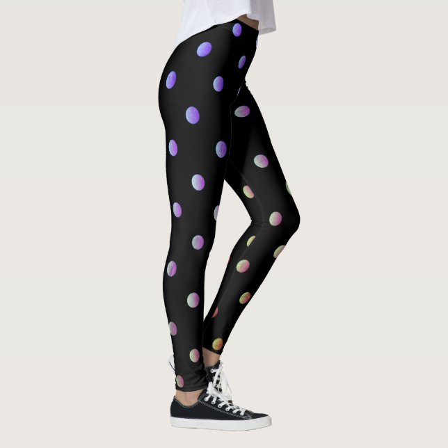Finare Mauve Beige och Black Retro Polka Dot Leggings (Höger)