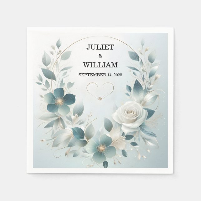 Finare Metall Glam Shiny High End Silver Bröllop Pappersservett (Framsidan)