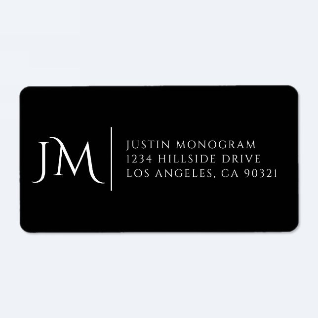 Finare Modern Black & White Return-adressetikett Adressetikett (Skapare uppladdad)