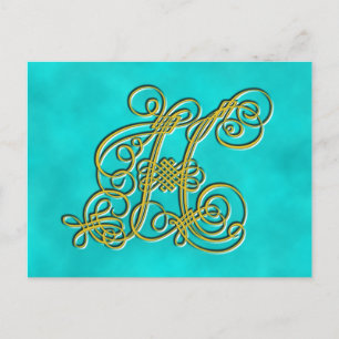 Finare Monogram Brev H, Anpassa Färg Vykort
