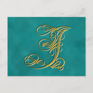 Finare Monogram Brev J, Anpassa Färg Vykort