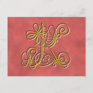 Finare Monogram Brev K, Anpassa Färg Vykort