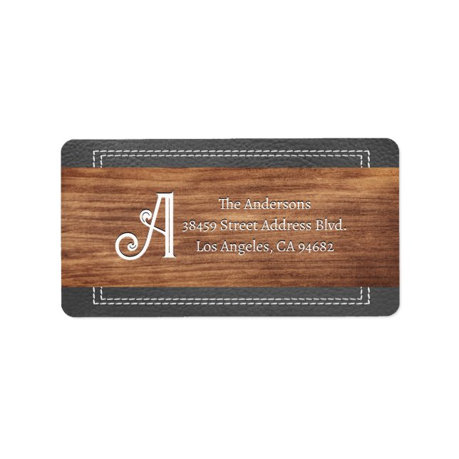 Finare Monogram | Dubbla Stitched Leather | Trä B Adressetikett (Framsidan)