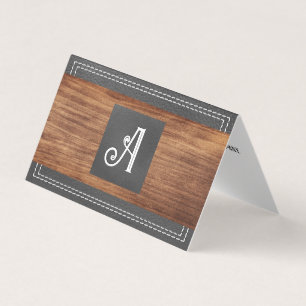 Finare Monogram Dubbla Stitched Leather Trä B Visitkort