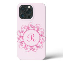 Finare Monogram med Rosa Swirls iphone case