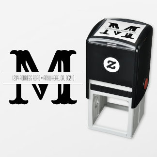 Finare Monogram Self-Inking Adress Rubber Frimärke Självfärgande Stämpel