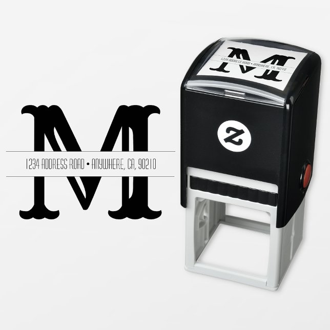 Finare Monogram Self-Inking Adress Rubber Frimärke Självfärgande Stämpel (Skapare uppladdad)