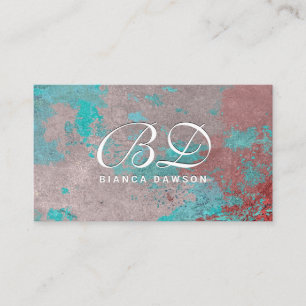 Finare Monogram-skript Grunge Rusted Background Visitkort