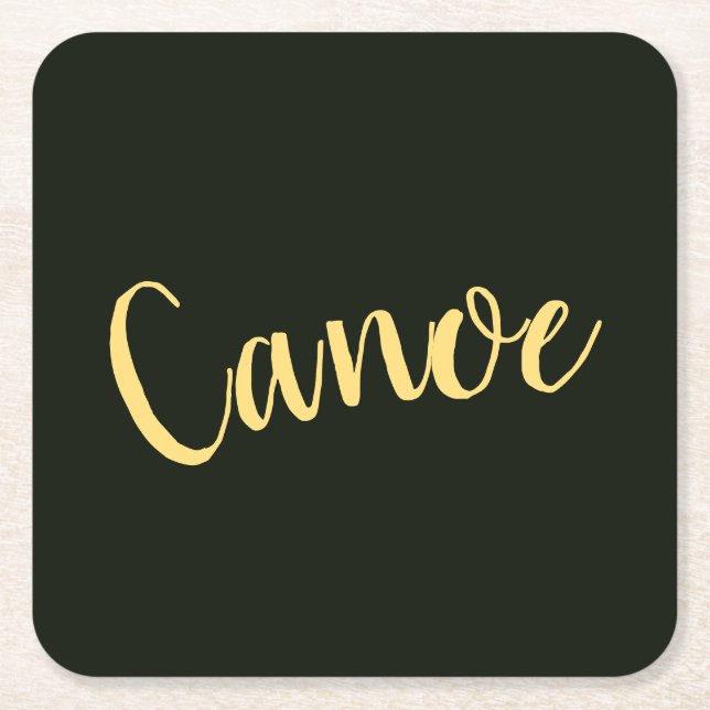 Finare Mörk Forest Grönt Background  Canoe Script Underlägg Papper Kvadrat (Framsidan)