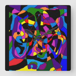 Finare-mosaik, djup pulserande färg mönster fyrkantig klocka