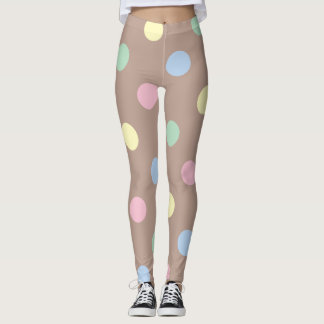 Finare Multi-Färg och Brown Retro Polka Dot Leggings
