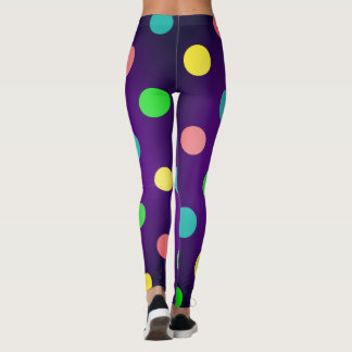 Finare Multi-Färg och Lila Retro Polka Dot Leggings