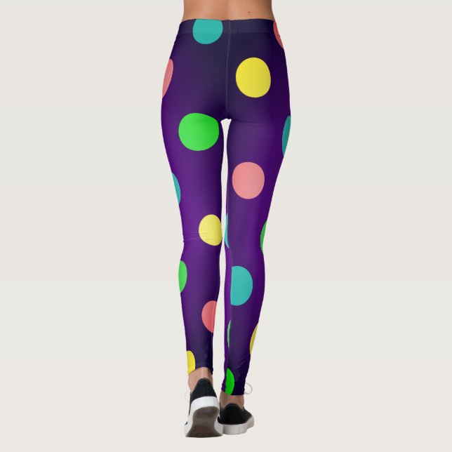 Finare Multi-Färg och Lila Retro Polka Dot Leggings (Baksida)