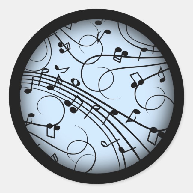 Finare Musik noter Blue Runt Klistermärke (Framsida)