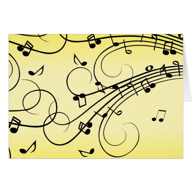 Finare Musik noter Gult Hälsningskort (Framsidan Horizontal)