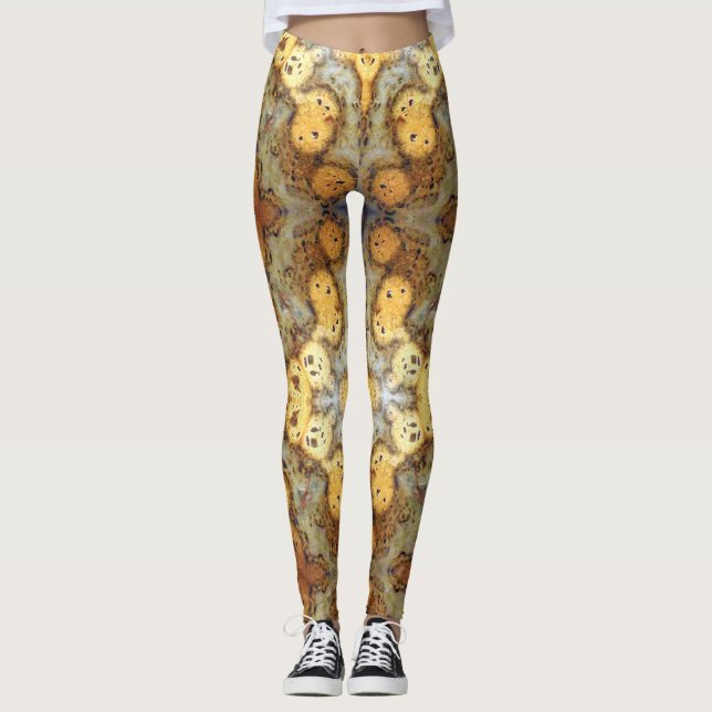 Finare Natural Leopard Skin Sten Photo Designad Leggings (Framsida)