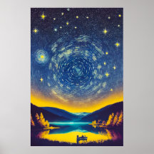 Finare Nightscape Stars Spiral Retro Painting (fär