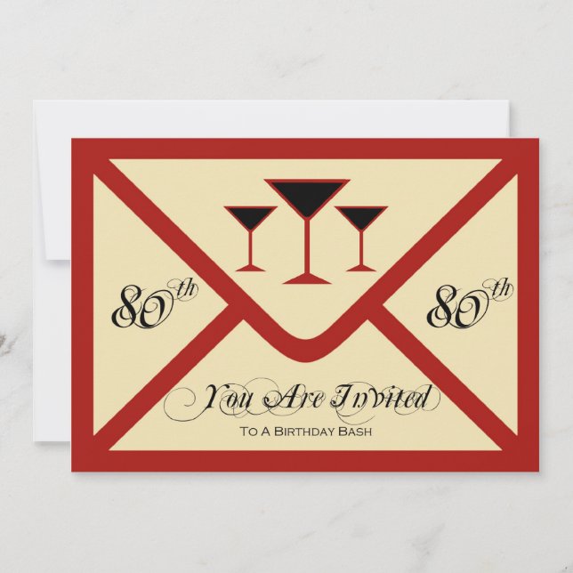 Finare och Roligt 80:e Födelsedagsfest inbjudan (Framsida)