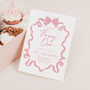 Finare One Bow Coquette Birthday Inbjudningar