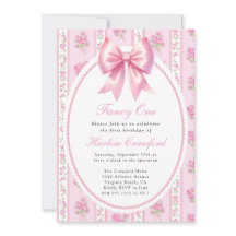 Finare One Rosa Coquette Bow Födelsedagsfest