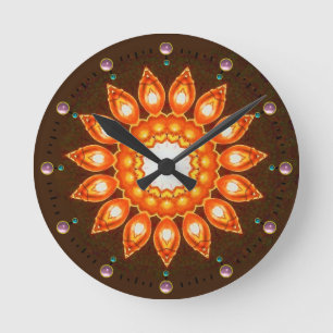 FINARE ORANGE FLOWER RUND KLOCKA
