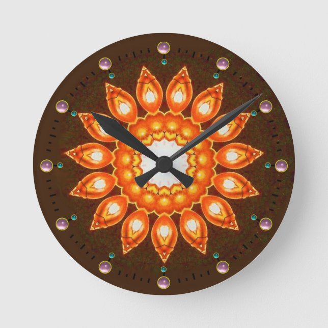 FINARE ORANGE FLOWER RUND KLOCKA (Framsida)