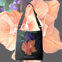 Finare Orange Hibiscus Blommar Black Personlig Axelväska