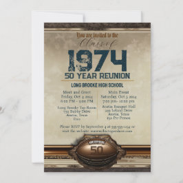 Finare Ornate Football 50 Year High School Reunion Inbjudningar