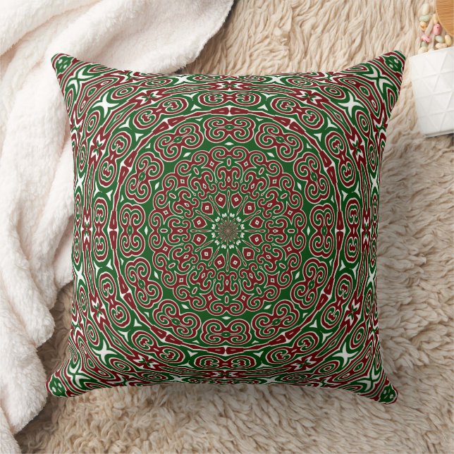 Finare Ornate Maximalist Groovy jul Mandala Kudde (Filt)