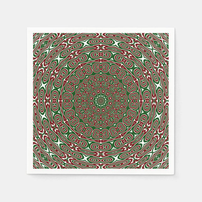 Finare Ornate Maximalist Groovy jul Mandala Pappersservett (Framsidan)