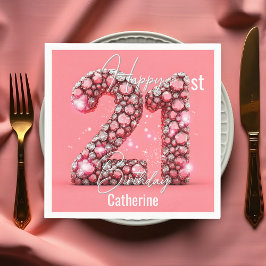 Finare Pärlande diamant-skåp 21:a födelsedag Pappersservett