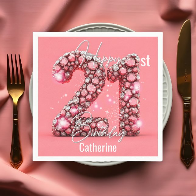 Finare Pärlande diamant-skåp 21:a födelsedag Pappersservett (Skapare uppladdad)