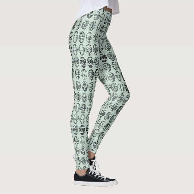 Finare Påskägg Mönster Ljust grönt Leggings (Höger)