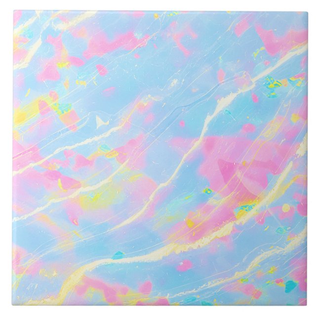 Finare Pastel Marble Blue Rosa Gult Fresh Summer Kakelplatta (Framsidan)