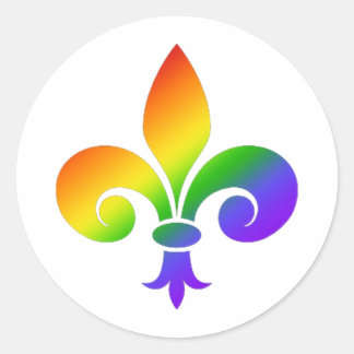 Finare Rainbow Fleur de Lis Runt Klistermärke