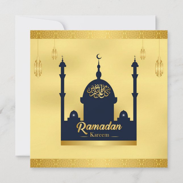 Finare Ramadan Kareem Arabiska Guld Muslim Helgdag Julkort (Framsida)