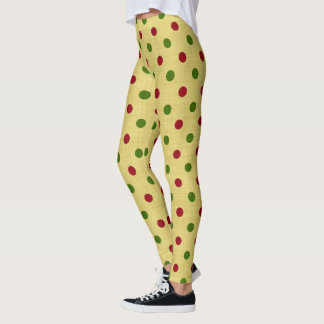 Finare Red and Grönt jul Retro Polka Dot Leggings