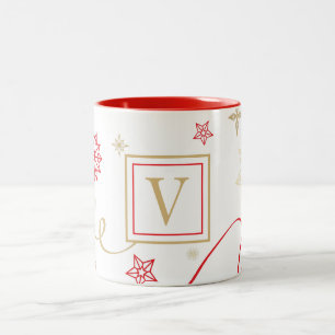 Finare Red Guld Snöflingor Monogram Två-Tonad Mugg