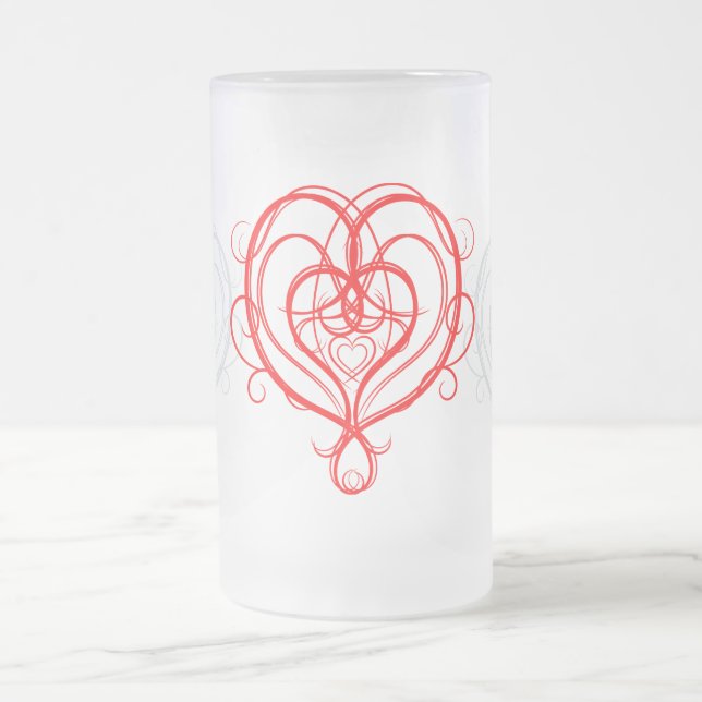 Finare Red Heart Frostat Ölglas (Center)