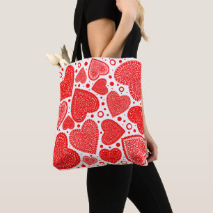 Finare Red Hearts and Dots Mönster Tygkasse