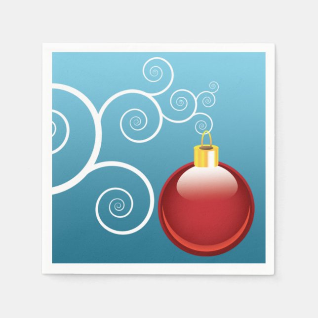 Finare Red jul Ornamet Blue Background Pappersservett (Framsidan)